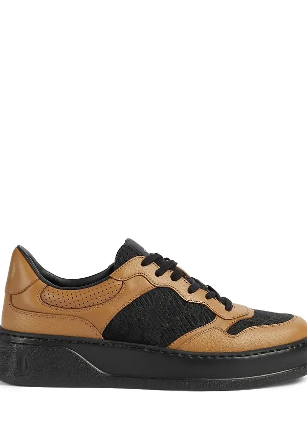 Gucci träningsskor med panel - Brun