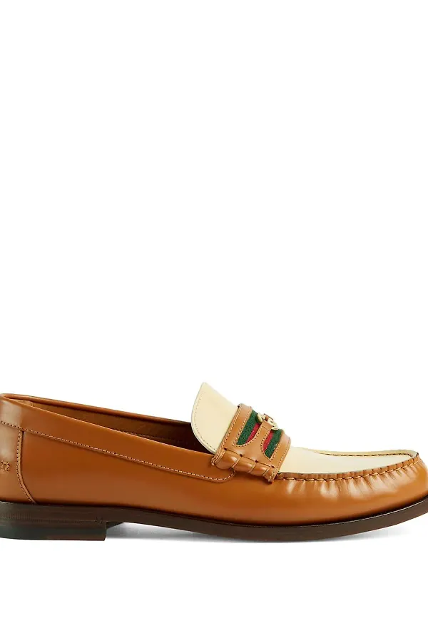 Gucci tvåfärgade loafers - Brun
