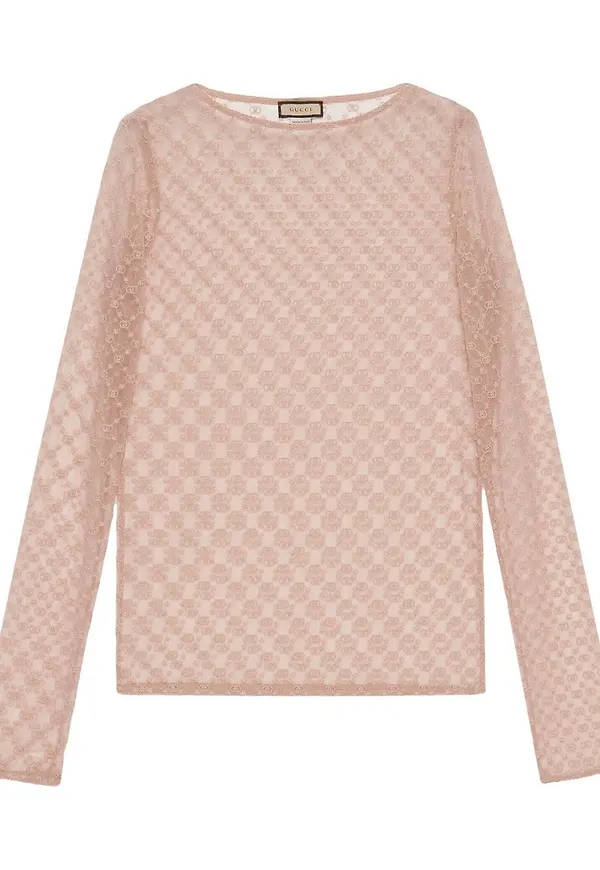 Gucci tyllblus med brodyr - Neutral