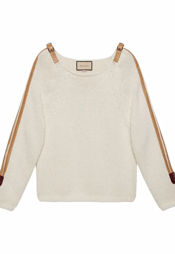 Gucci ulltröja med spänne - Vit