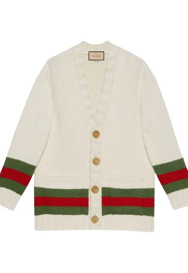 Gucci v-ringad kofta - Vit