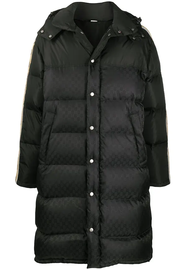 Gucci vadderad kappa med monogram - Svart