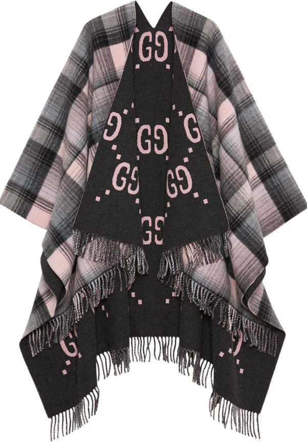 Gucci vändbar logotypmönstrad poncho - Grå