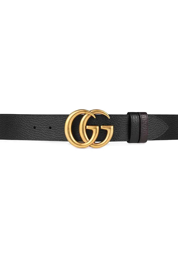 Gucci vändbart läderskärp - Svart
