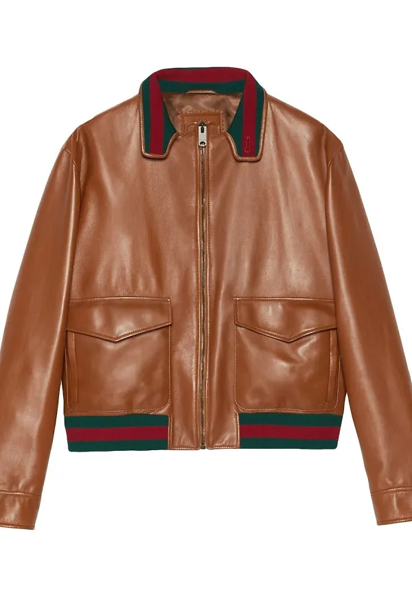 Gucci Web-Stripe jacka med dragkedja - Brun