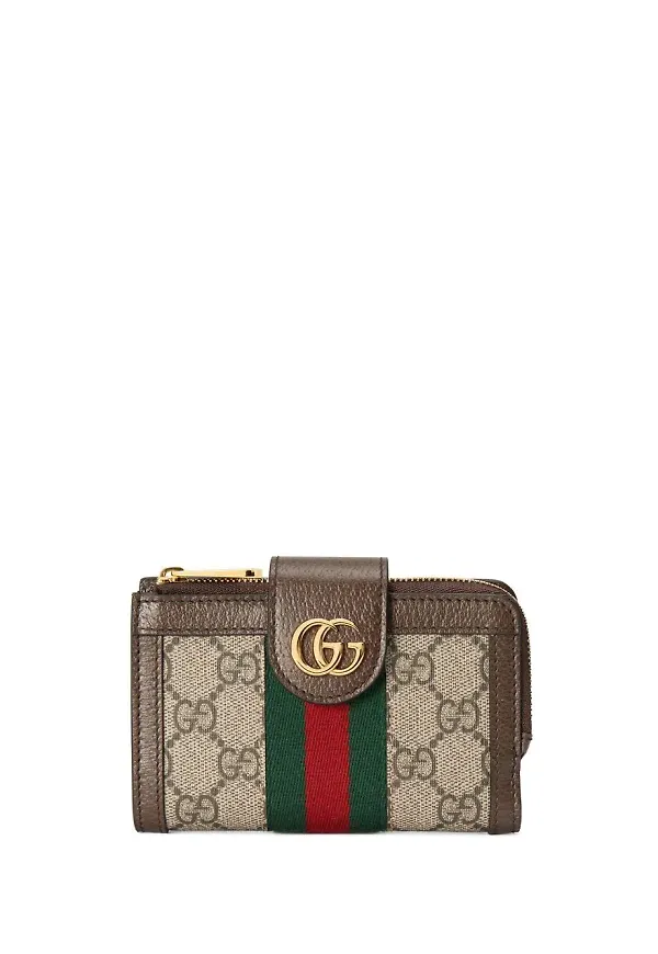 Gucci Web-Stripe plånbok i jacquard - Brun