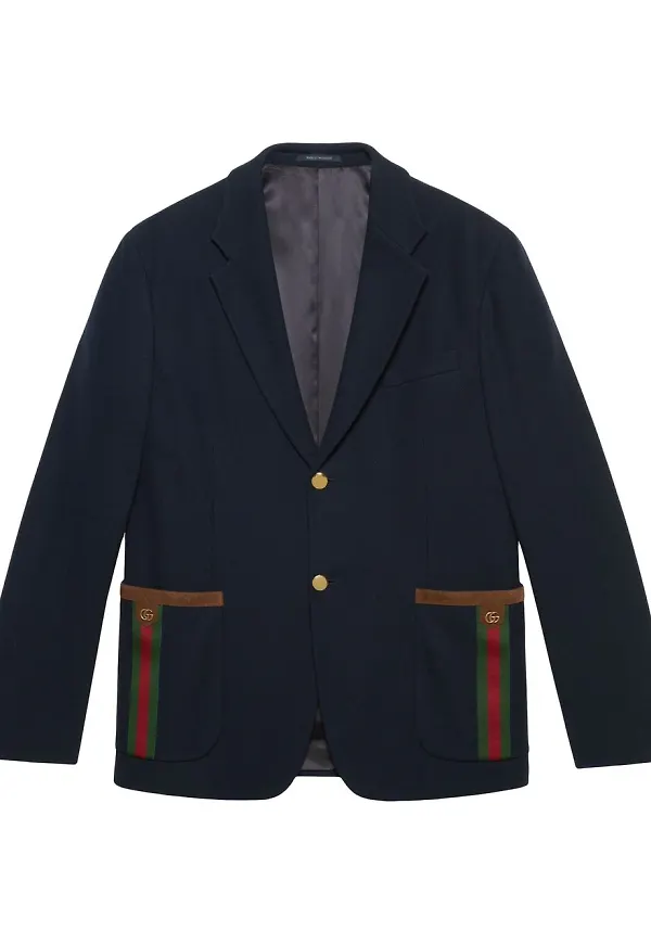 Gucci Web enkelknäppt jacka - Blå