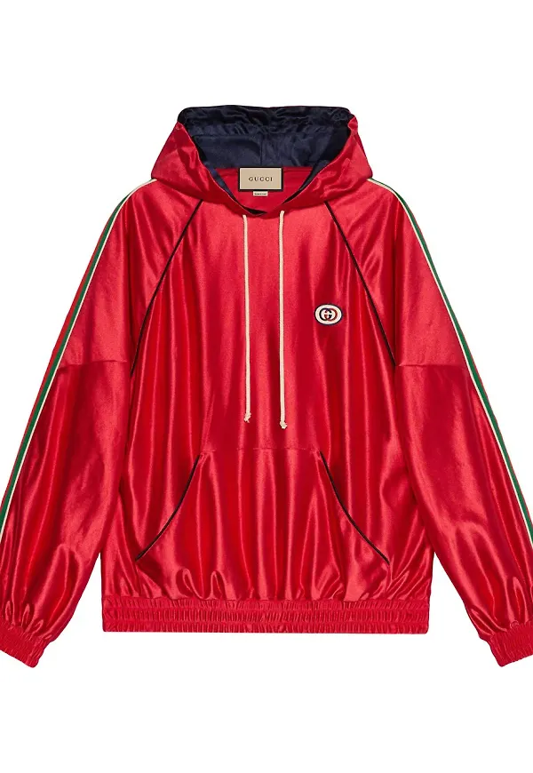Gucci Web glansig hoodie - Röd
