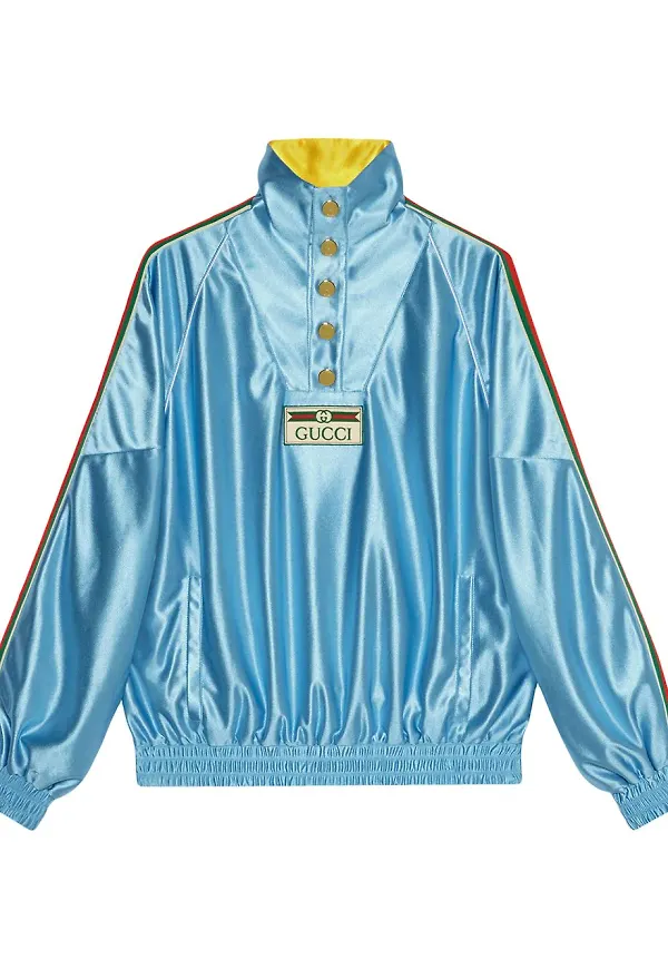Gucci Web glansig sweatshirt - Blå