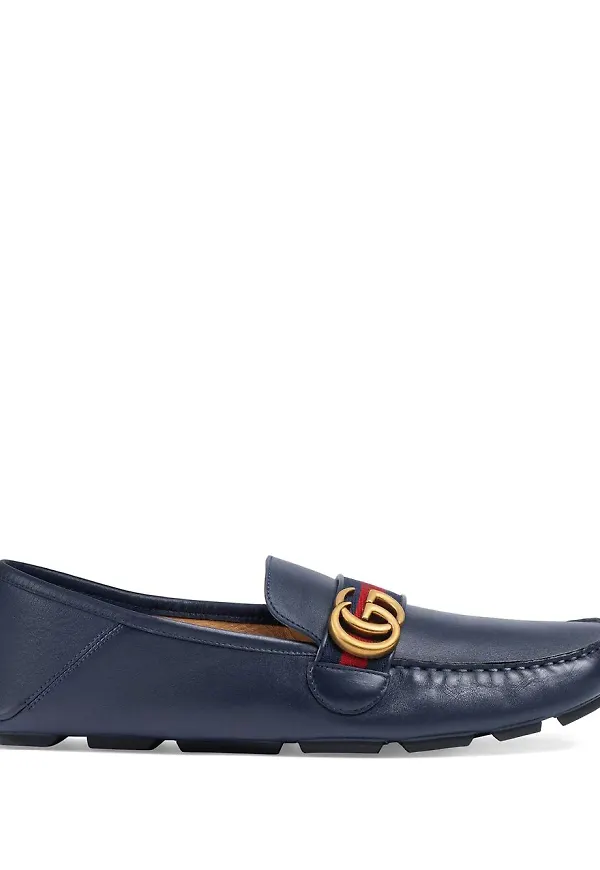 Gucci Web läderdriverskor - Blå