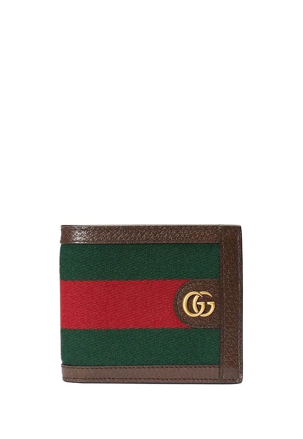 Gucci Web plånbok med läderkant - Grön