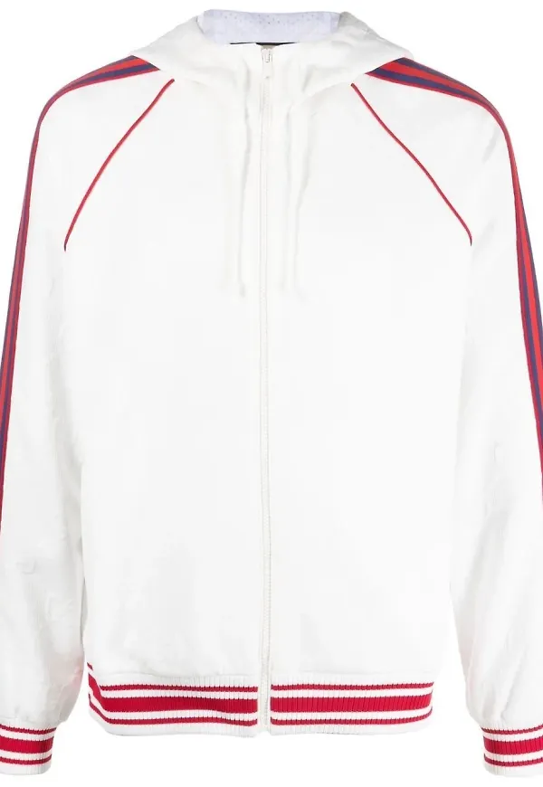 Gucci Web randig hoodie med dragkedja - Vit
