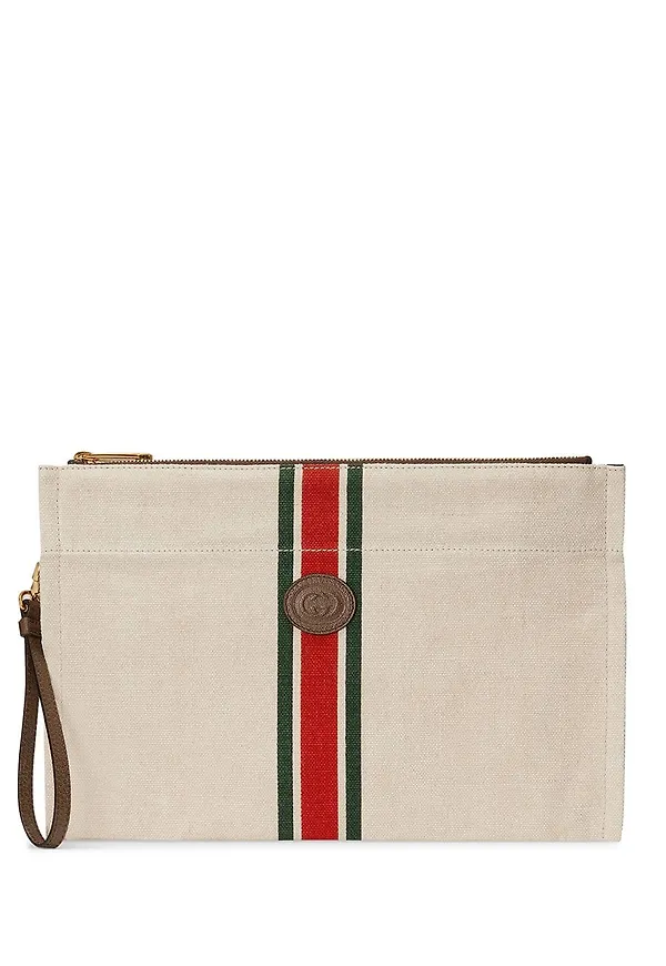Gucci Web randig pouch - Neutral