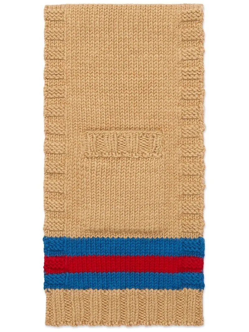 Gucci Web stickad halsduk - Brun