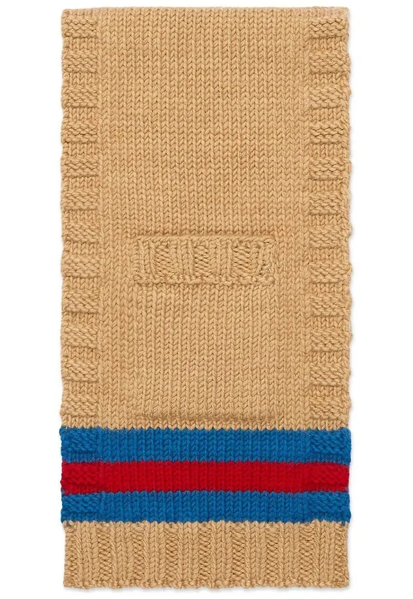 Gucci Web stickad halsduk - Brun