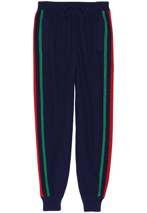 Gucci Web stickade sweatpants - Blå