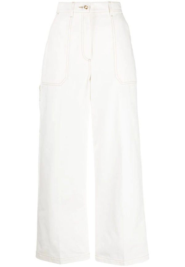 Gucci wide leg-jeans med hög midja - Vit