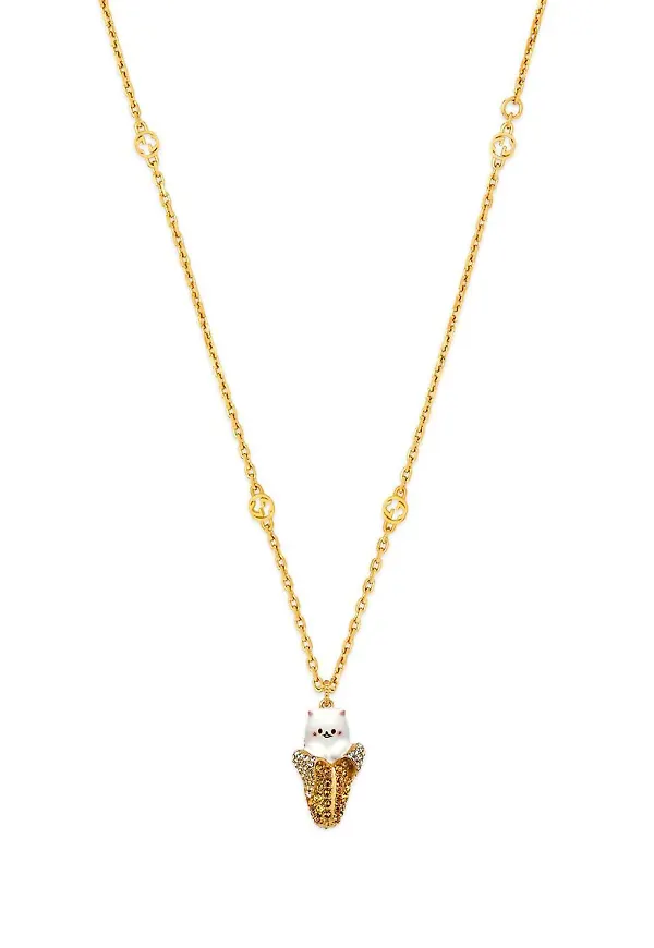 Gucci x Bananya strasshalsband - Guldfärgad