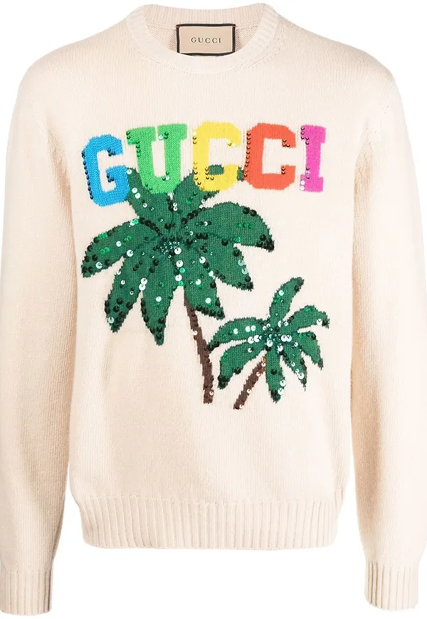Gucci ylletröja med palmtryck - Neutral
