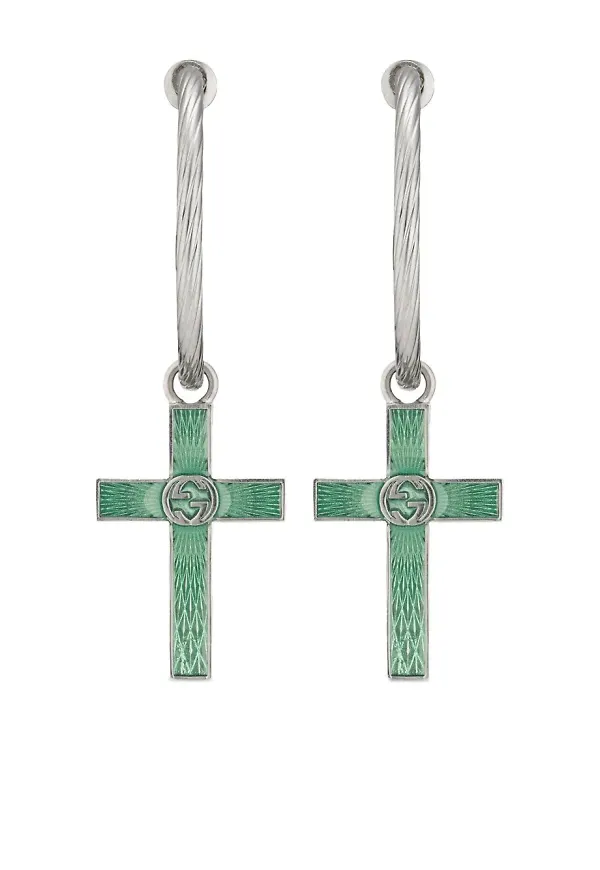 Gucci örhänge med kors - Silverfärgad
