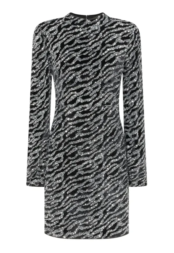 Guess, Klänning, Dam, S, Polyester, Svart Paljett Mini Klänning