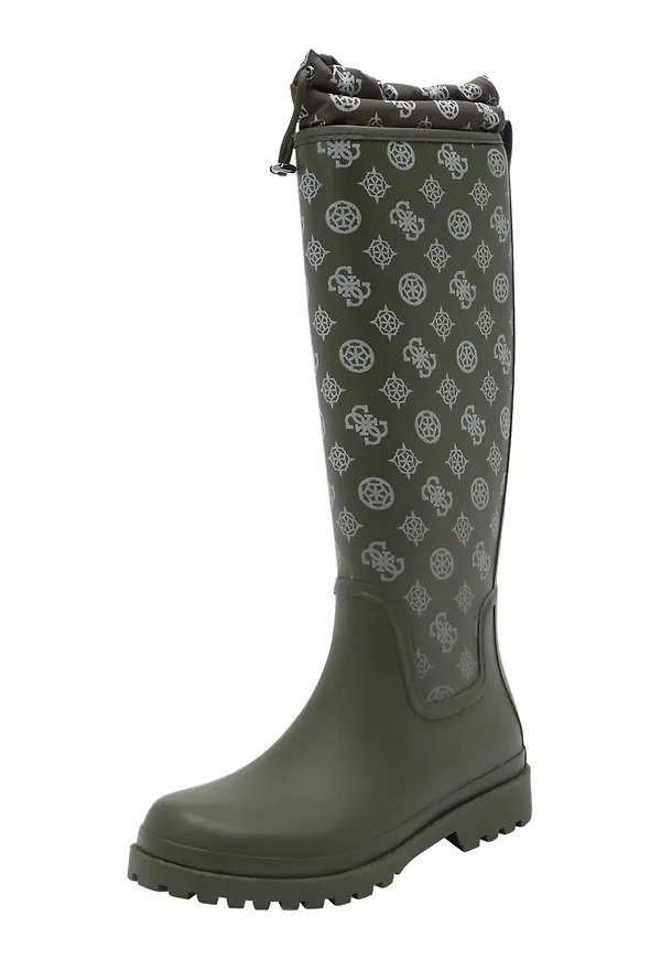 GUESS Gummistövel 'REISA' khaki / vit