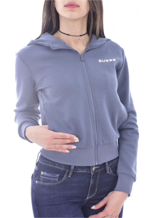 Guess Hooded zipped sweatshirt Blå, Dam
