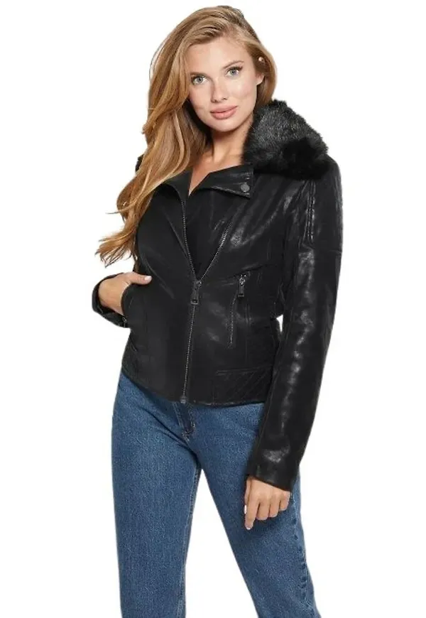 Guess Leather Jackets Svart, Dam