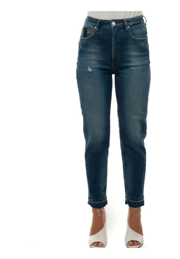 Guess MOM Jean 5 pocket Jeans with cuttings Blå, Dam