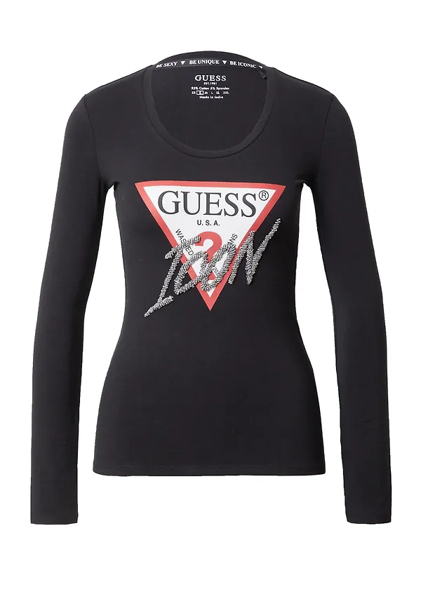 GUESS T-shirt melon / svart / silver / vit