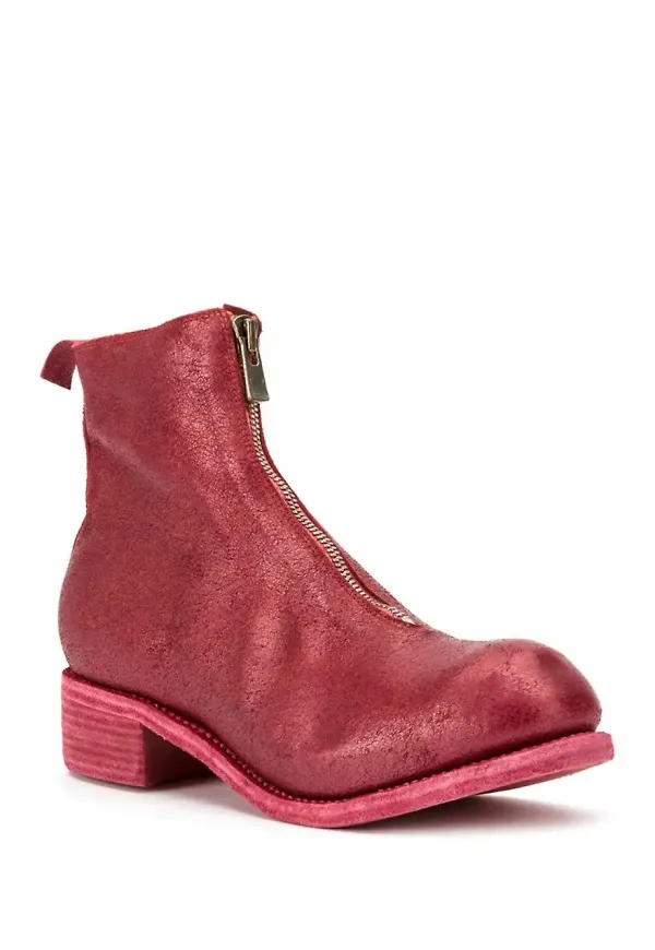 Guidi coated zip ankle boots - Röd