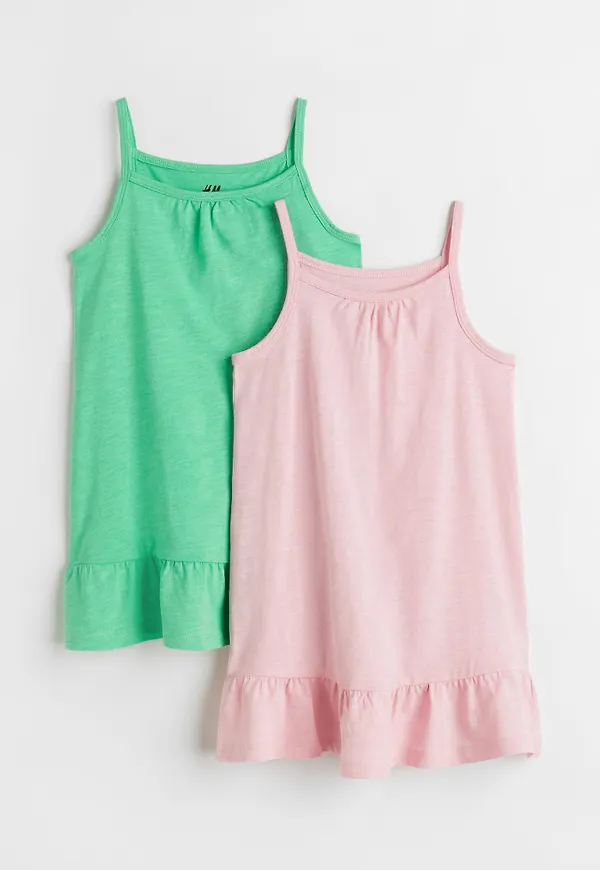 H & M - 2-pack bomullsklänning - Rosa