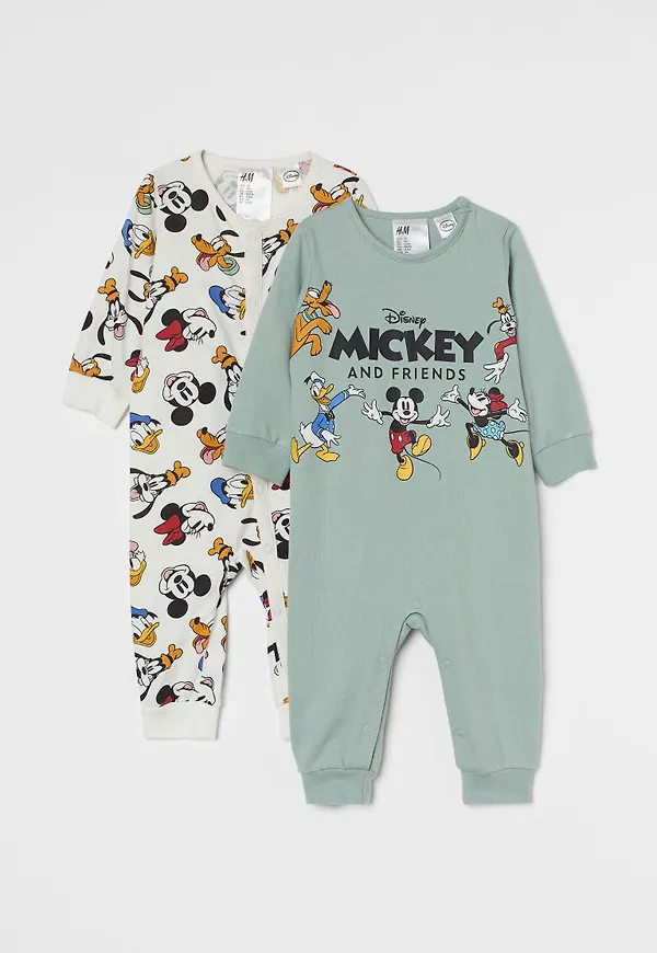 H & M - 2-pack bomullspyjamas - Grön