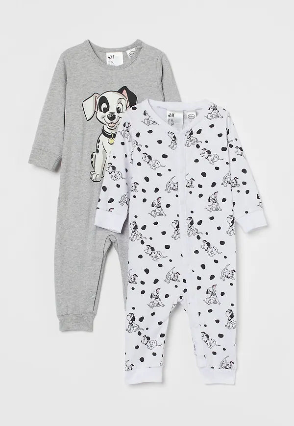 H & M - 2-pack bomullspyjamas - Vit