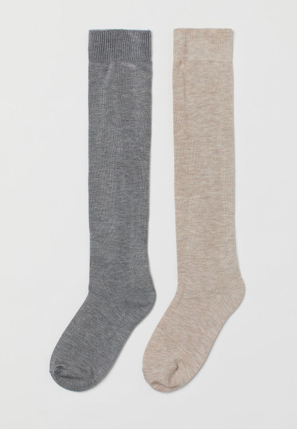 H & M - 2-pack knästrumpor - Brun