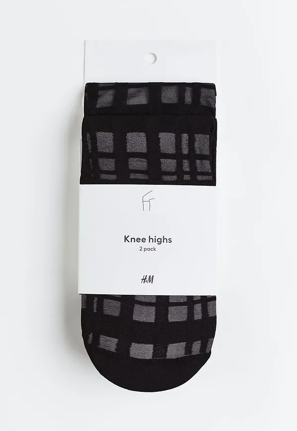 H & M - 2-pack knästrumpor 20 den - Svart