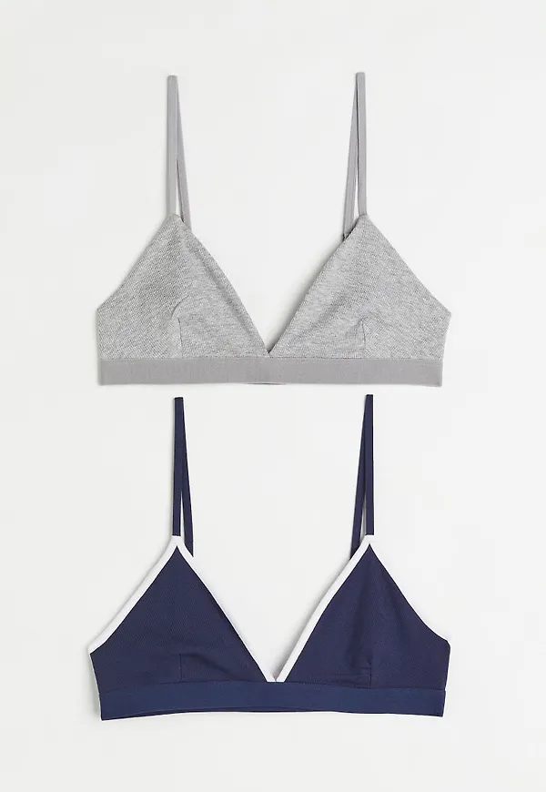 H & M - 2-pack ribbad bh-topp - Blå