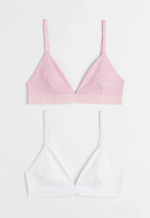 H & M - 2-pack ribbad bh-topp - Rosa