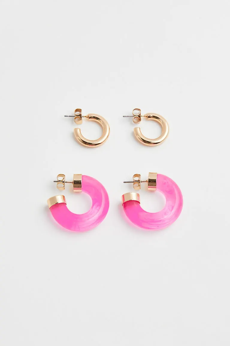 H & M - 2-pack runda örhängen - Rosa