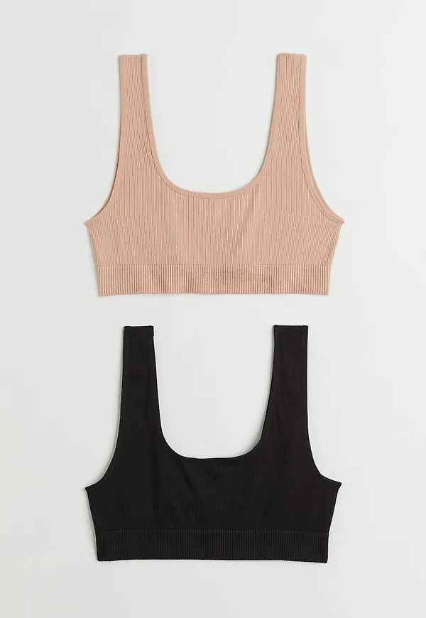 H & M - 2-pack seamless bh-topp - Svart