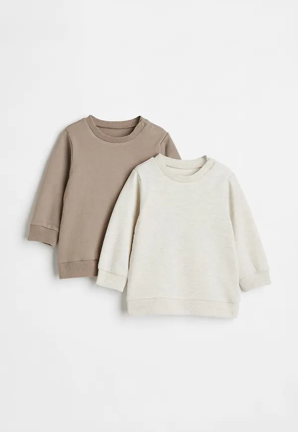 H & M - 2-pack sweatshirt i bomull - Brun