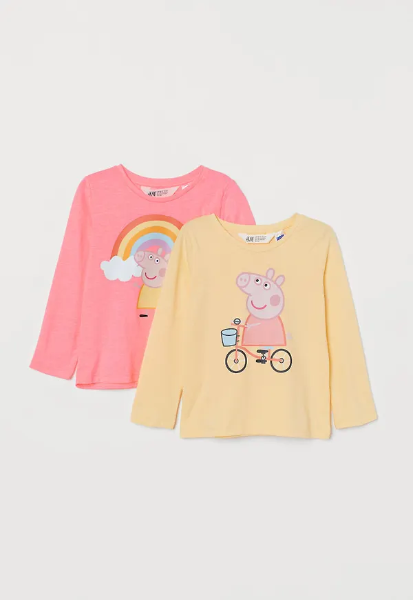 H & M - 2-pack topp med tryck - Rosa