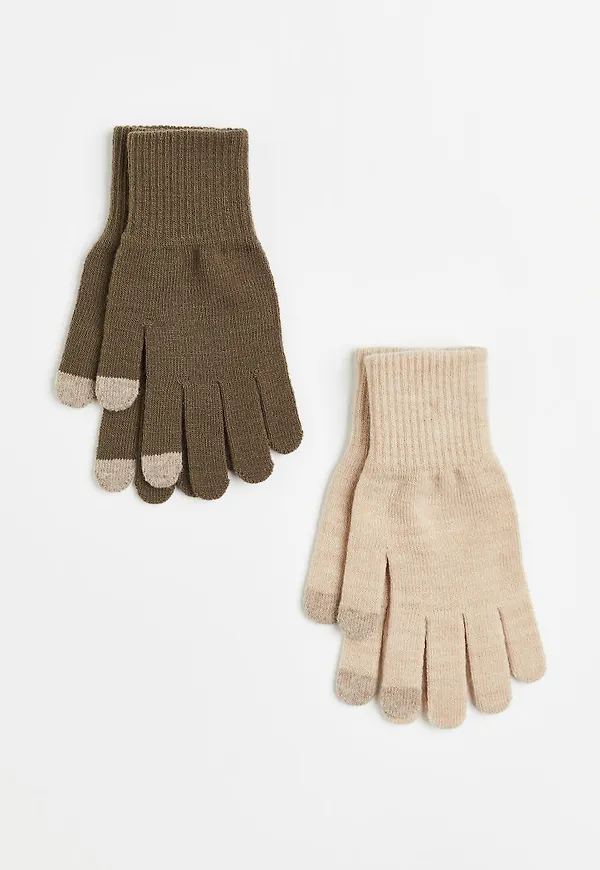 H & M - 2-pack touchscreen-vantar - Beige