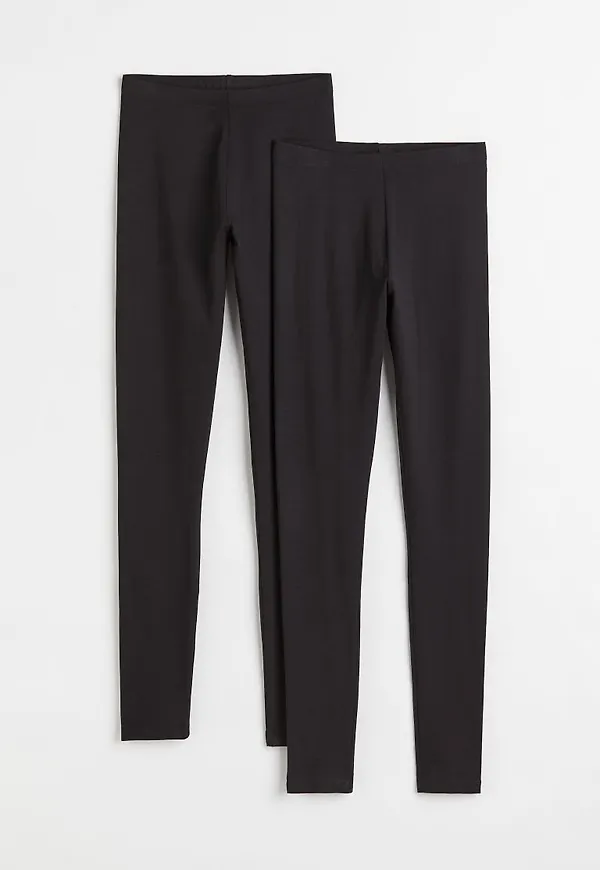 H & M - 2-pack trikåleggings - Svart