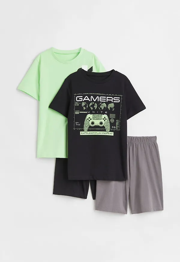 H & M - 2-pack trikåpyjamas - Grön