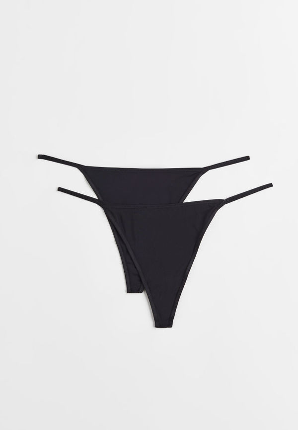 H & M - 2-pack trosa thong i trikå - Svart