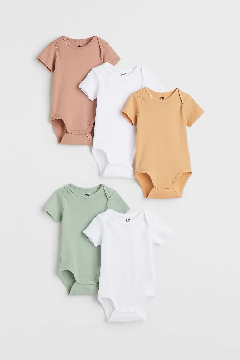 H & M - 5-pack body i bomull - Grön