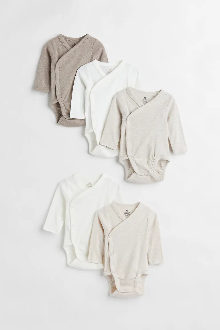 H & M - 5-pack omlottbody - Beige