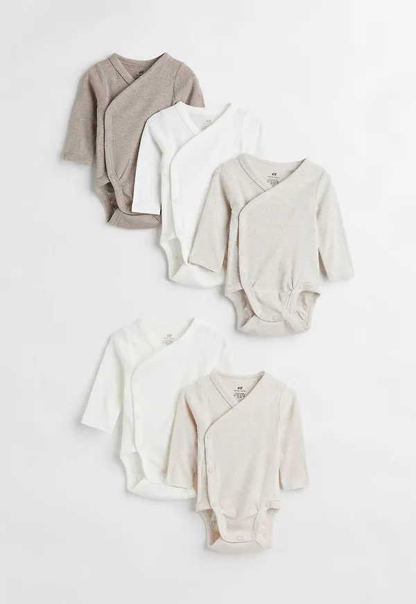 H & M - 5-pack omlottbody - Beige