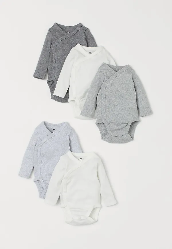 H & M - 5-pack omlottbody - Grå